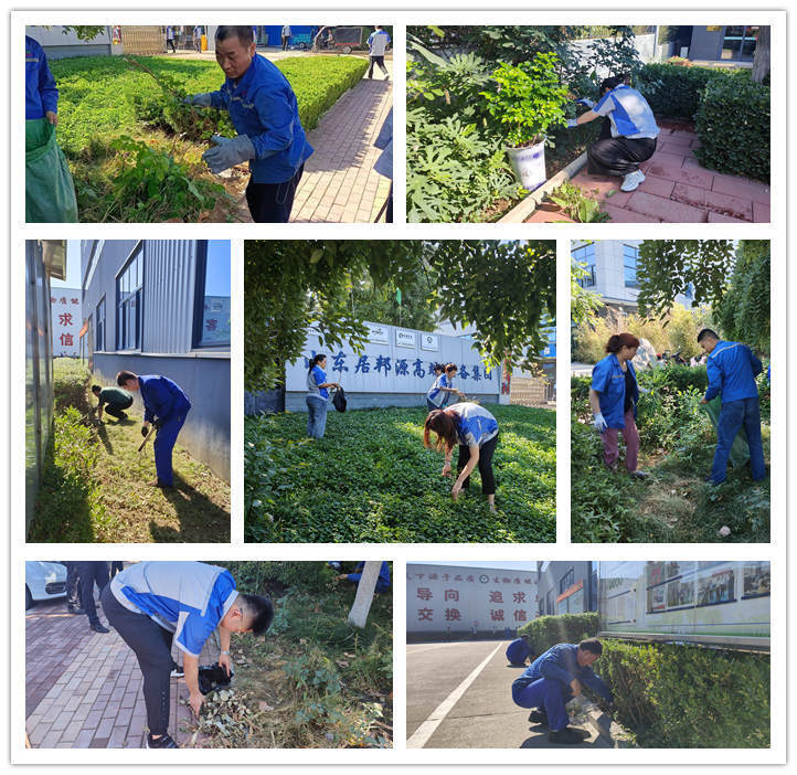在公司領(lǐng)導(dǎo)的帶領(lǐng)下，各部門積極投入廠區(qū)內(nèi)外公共區(qū)域的清潔工作中，大家熱情高漲，分工合作